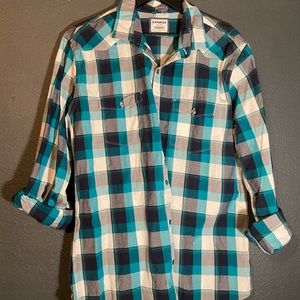 Express Long-sleeve Plaid Button Up